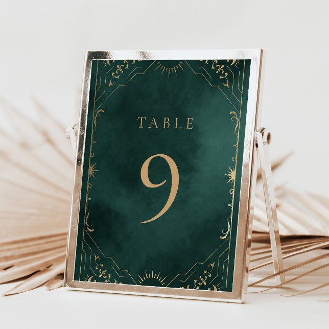 Gold Emerald Green Celestial Wedding Table Numbers (Creator Uploaded)