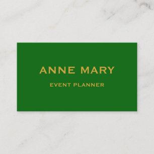 Gold Emerald Green Elegant Wedding Event Planner Business Card