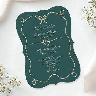 Gold Emerald Green Wedding Invitation