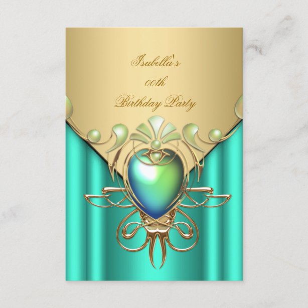 Emerald Green And Gold Birthday Invitations Zazzle UK
