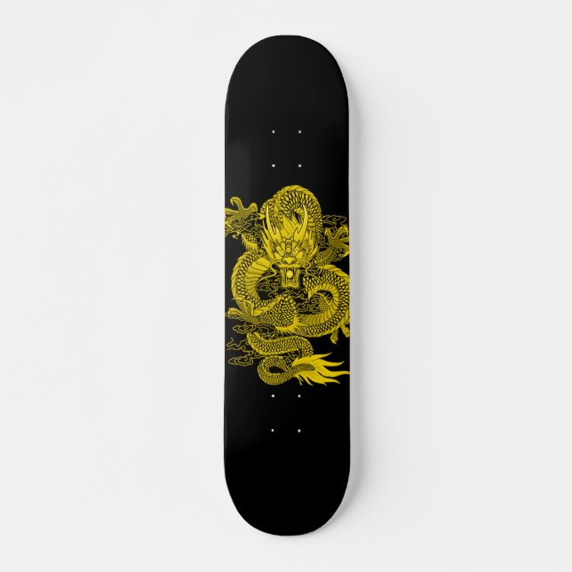 Gold Emperor Dragon One Element Pro Park Deck Skateboard (Front)