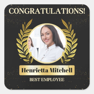  Gold Employee of the month recognition Square Sticker