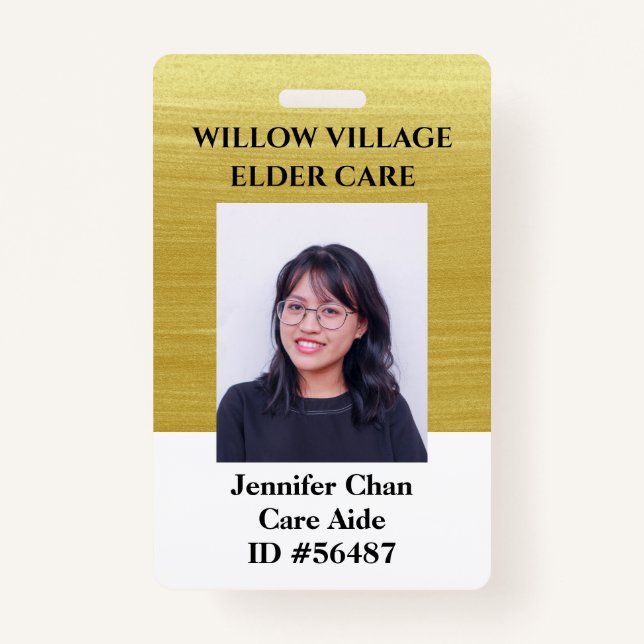 Gold Employee Staff Photo ID With Name ID Badge (Front)