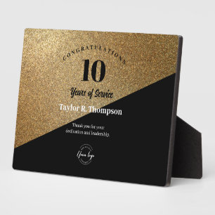 Gold Employee years of service recognition logo Plaque
