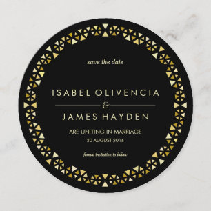 Gold Encrusted Band Save the Date Card