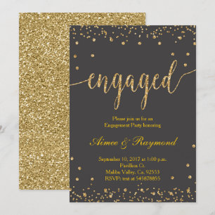 Gold Engagement Party Invitation