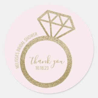 Gold Engagement Ring Bridal Shower Thank You Classic Round Sticker