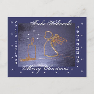 Gold - Engel Postkarte 4 sprach. Holiday Postcard