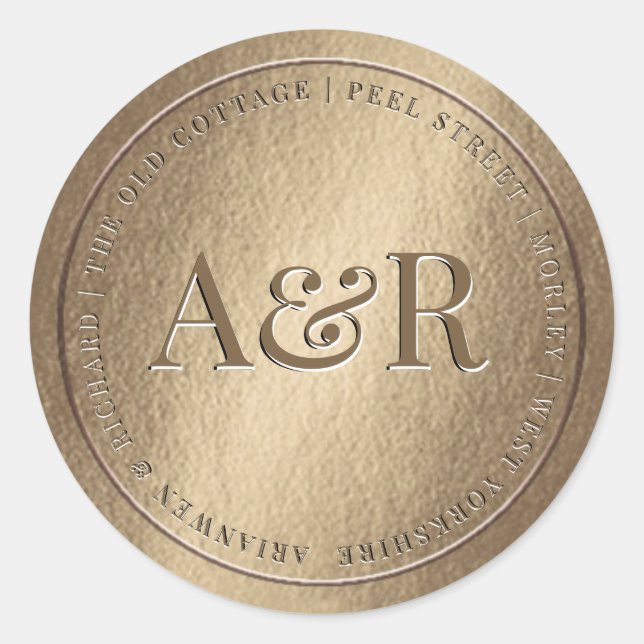 Gold Envelope Sticker with Monogram (Front)