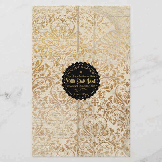 Gold Ephemera Vintage Soap Wrap - Flyer Paper (Front)