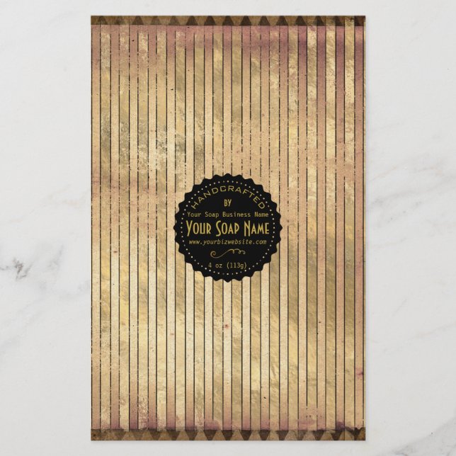 Gold Ephemera Vintage Soap Wrap Paper - Satin (Front)