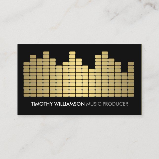 Gold Equalizer Musician, DJ, Band Business Card (Front)