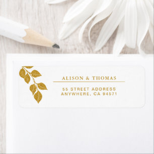 Gold Eucalyptus Branch Wedding Return Address