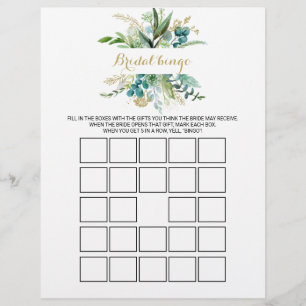 Gold & Eucalyptus Bridal Bingo, Bridal Shower Game