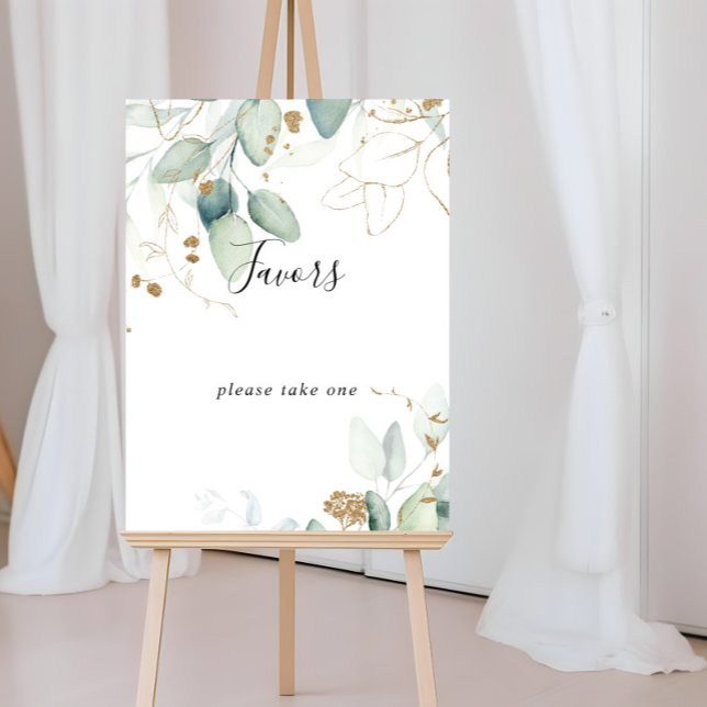  Gold Eucalyptus Calligraphy Favours Sign (Creator Uploaded)