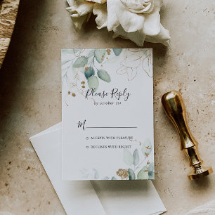 Gold Eucalyptus Calligraphy RSVP