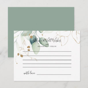 Gold Eucalyptus Calligraphy Wedding Advice Card