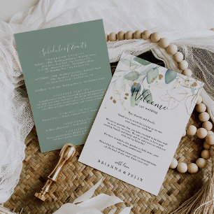 Gold Eucalyptus Calligraphy Wedding Welcome Letter