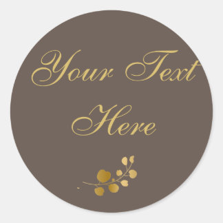 Gold Eucalyptus Custom Text  Classic Round Sticker