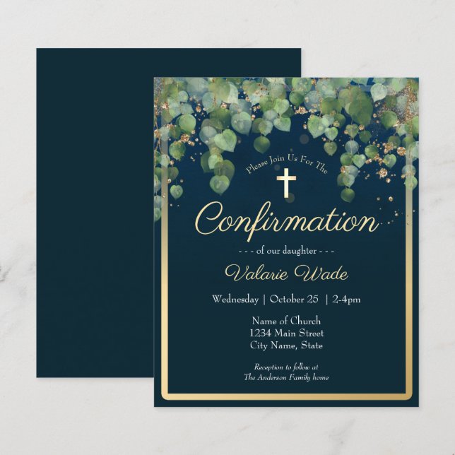 Gold Eucalyptus Floral First Confirmation Budget (Front/Back)