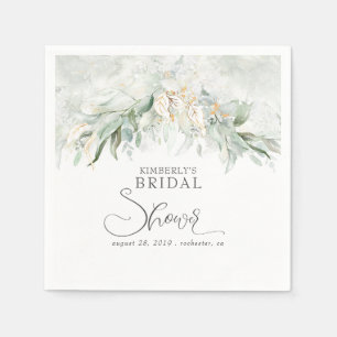 Gold Eucalyptus Greenery Boho Bridal Shower Napkin