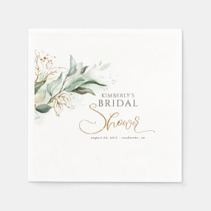 Gold Eucalyptus Greenery Bridal Shower Napkin