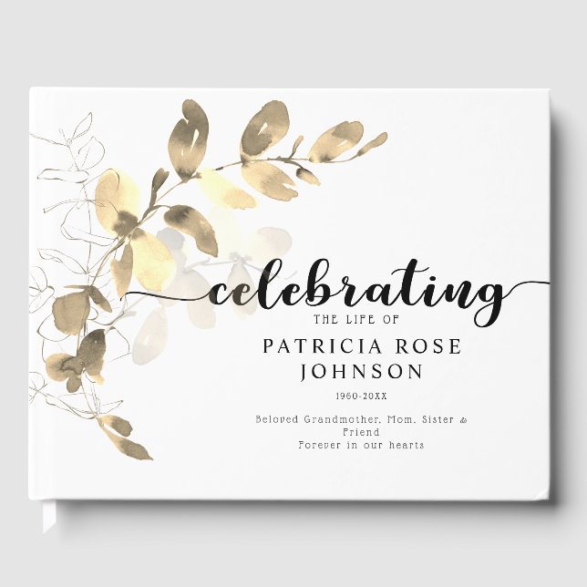 Gold Eucalyptus | Memorial Guest Book (Front)