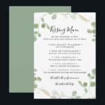 Gold Eucalyptus Wedding Kissing Menu Game Card<br><div class="desc">This gold eucalyptus wedding kissing menu game card is perfect for a rustic wedding reception. The design features watercolor eucalyptus green foliage with gold confetti.</div>