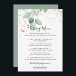 Gold Eucalyptus Wedding Kissing Menu Game Card<br><div class="desc">This gold eucalyptus wedding kissing menu game card is perfect for a rustic wedding reception. This artistic design features hand-drawn watercolor gold and green foliage,  inspiring natural beauty.</div>