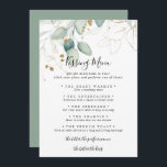 Gold Eucalyptus Wedding Kissing Menu Game Card<br><div class="desc">This gold eucalyptus wedding kissing menu game card is perfect for a rustic wedding reception. This artistic design features hand-drawn watercolor gold and green foliage,  inspiring natural beauty.</div>