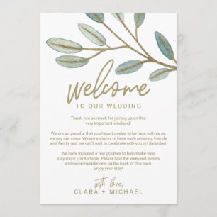 Gold Eucalyptus Wedding Welcome Letter & Itinerary Programme