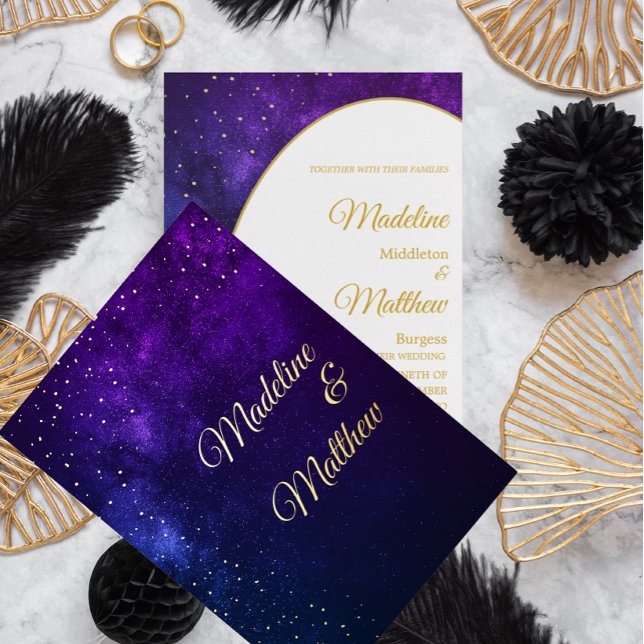 Gold Evening Sky  Stars Purple Modern Wedding (Creator Uploaded)