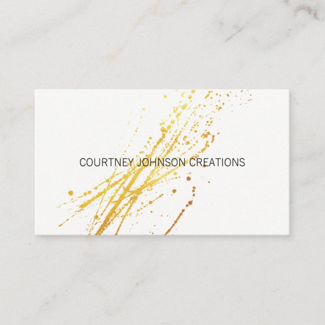 Gold Expressive Splatter Business Card (Front)
