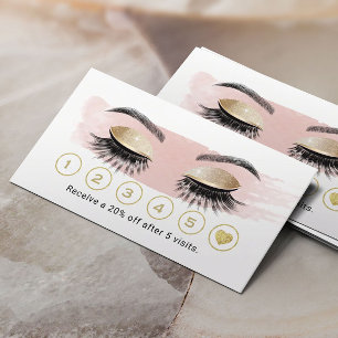 Gold Eyelash Makeup Artist Blush Pink Loyalty Card