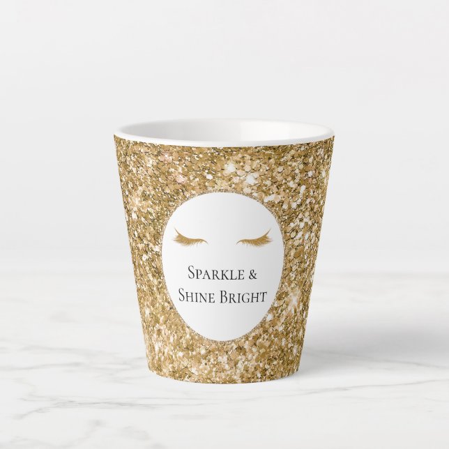 Gold Eyelashes girly glam glitter  Latte Mug (Front)