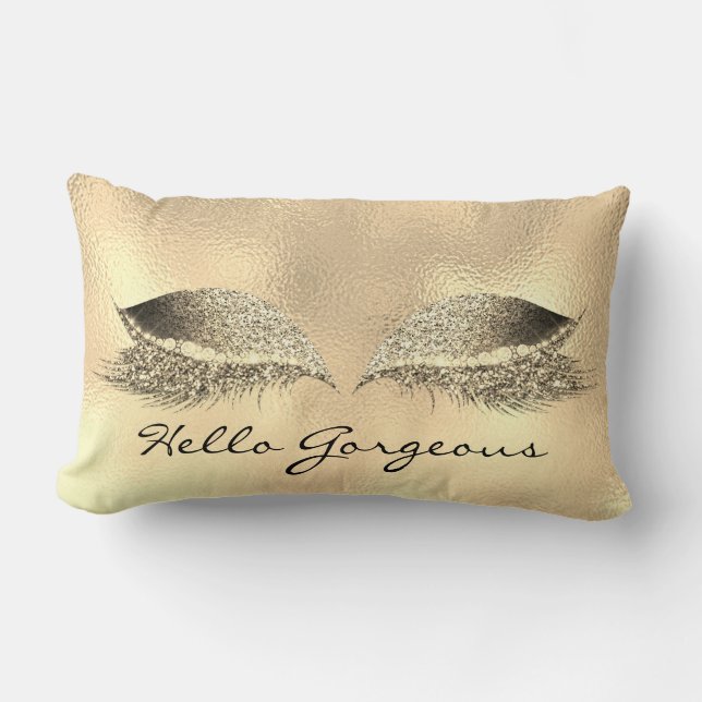 Gold Eyes Makeup Lash Hello Gorgeous Metallic Lumbar Cushion (Front)