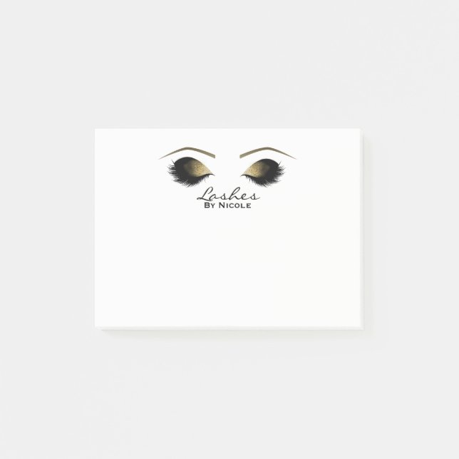 Gold Eyes Makeup Lashes Eyelashes Personalised Post-it Notes (Front)