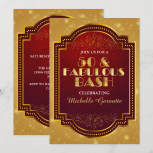 Gold Fabulous 50th Birthday Party Invitations