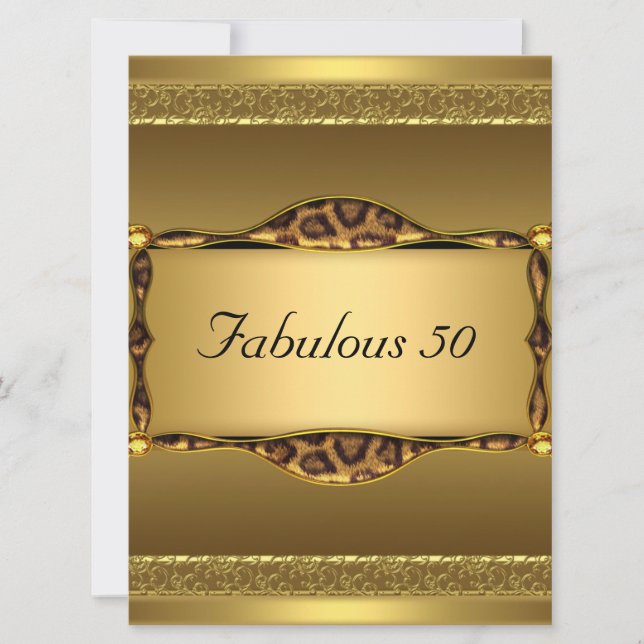 Gold  Fabulous at 50 Birthday Party Invitation (Front)