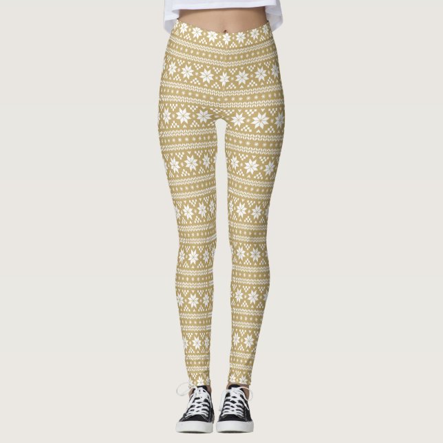 Gold Fair Isle Leggings (Front)