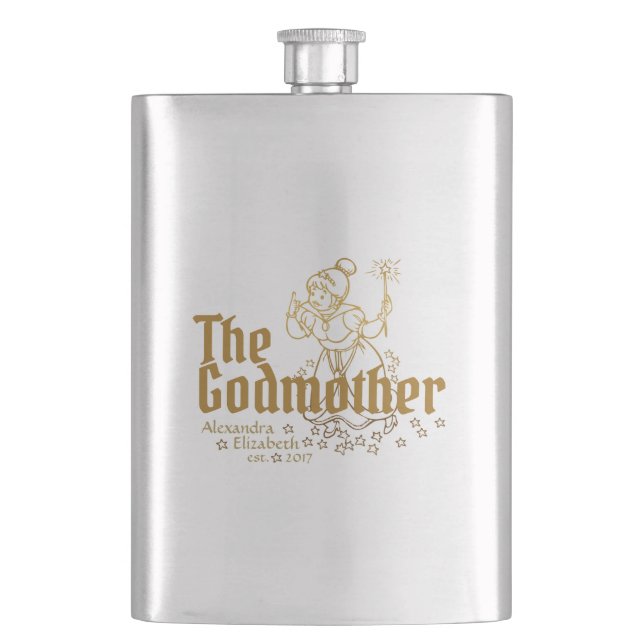 Gold Fairy Customisable The Godmother Hip Flask (Front)