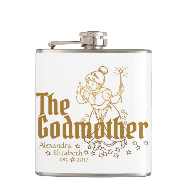 Gold Fairy Customisable The Godmother Hip Flask (Front)