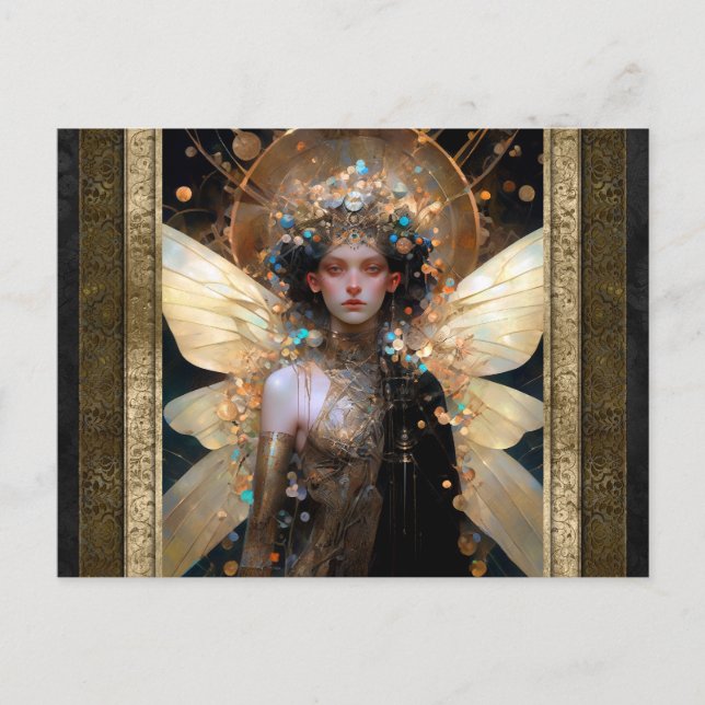 Gold Fairy Girl Fantasy Art Postcard (Front)