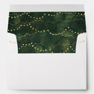 Gold Fairy Lights   Elegant Christmas Holiday Envelope