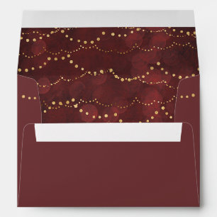 Gold Fairy Lights   Elegant Christmas Holiday Envelope