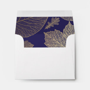 gold fall leaves navy vintage fall wedding rsvp envelope