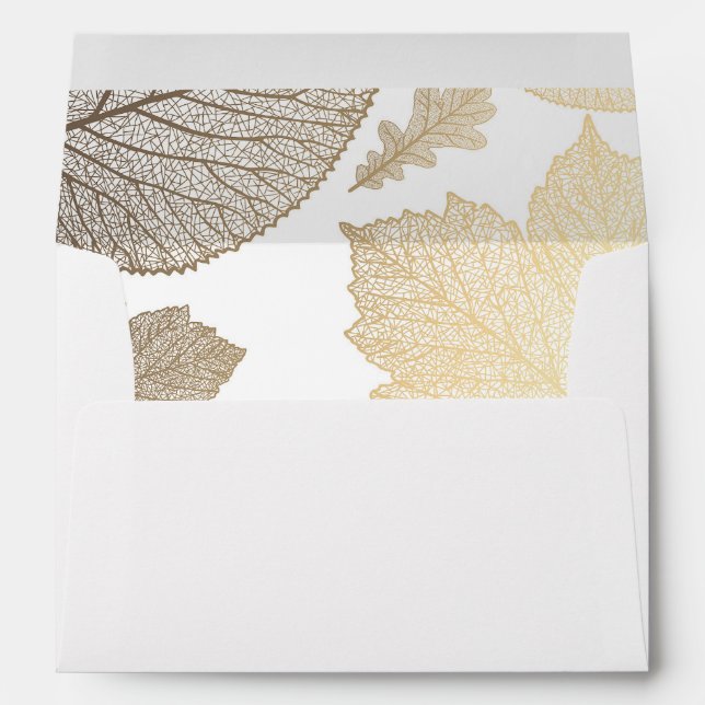 gold fall leaves white vintage fall wedding envelopes (Back (Bottom))