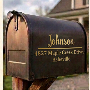 Gold Family Name & Address Mailbox Personalised