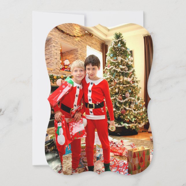 Gold Family Photo Merry Christmas Card (Front)