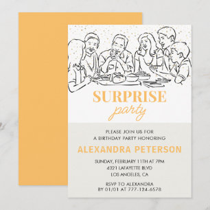 Gold Family Surprise party 57th birthday Invitation
